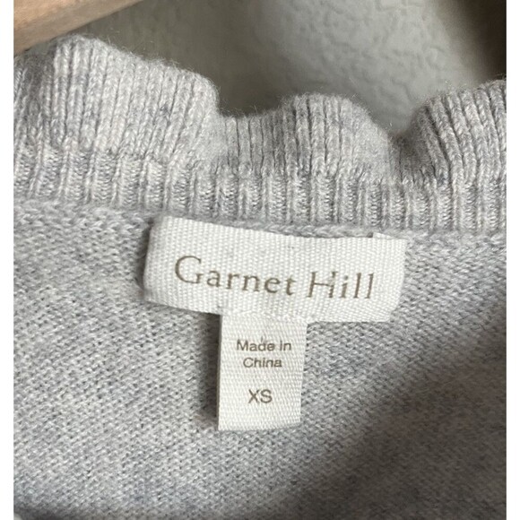 Garnet Hill Women's XS Ruffled Mock Neck 100% Cashmere Sweater - Gray - Picture 4 of 8